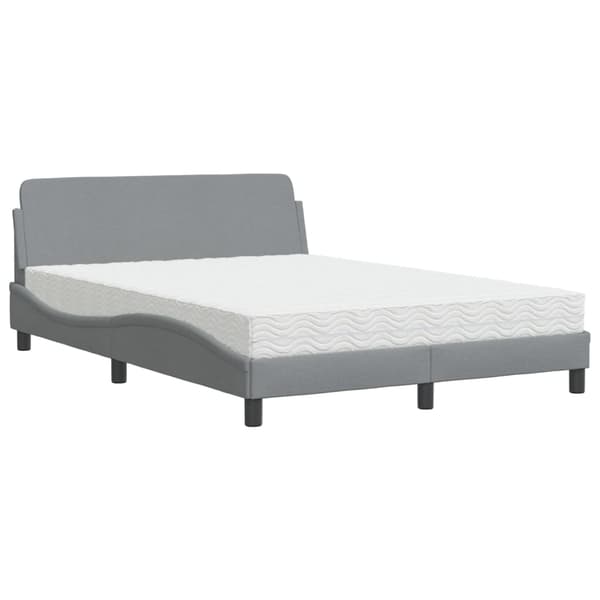 vidaXL Bed with Mattress "Dover" Light Grey 140x200 cm Fabric