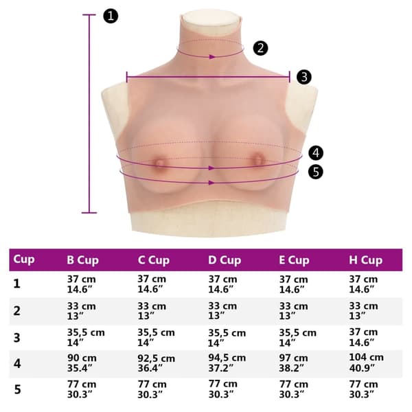 vidaXL Silikonbryst naturell B-cup