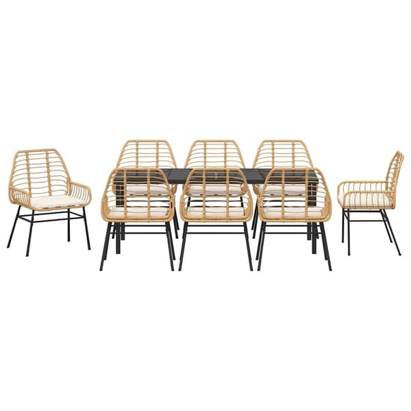 vidaXL Trädgårdsmöbelset 9 pcs Brun konstrotting