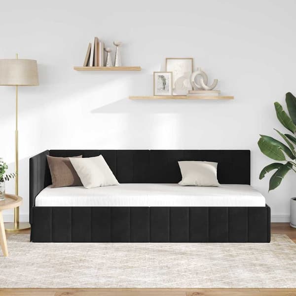 vidaXL Hörnssängram Svart 80 x 200 cm Sammet