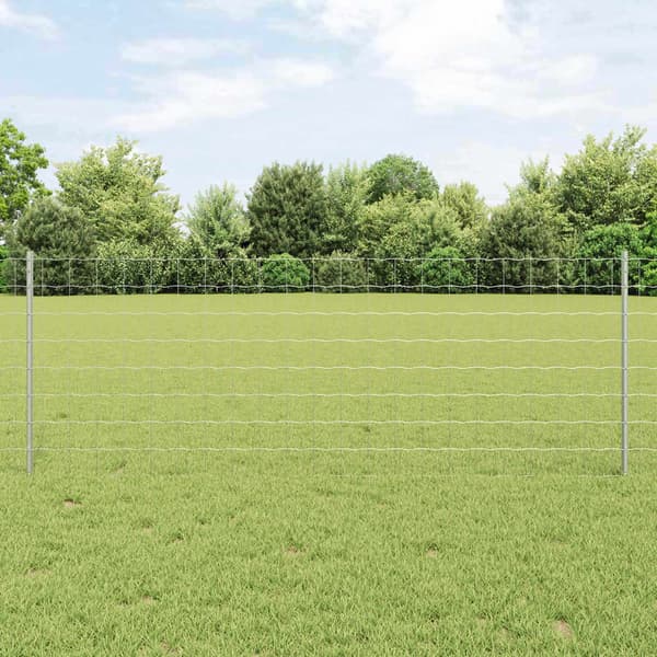 vidaXL Gjerde med stolpe sølv 0,8 x 25 m Stål