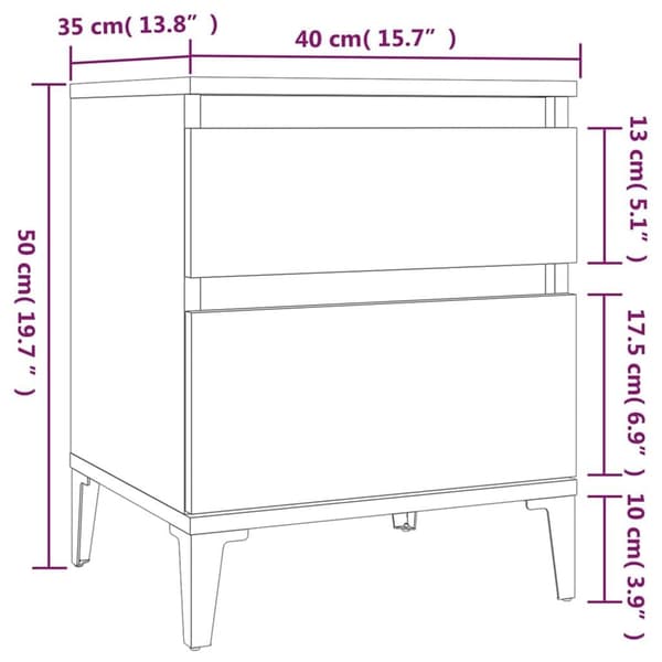 vidaXL Nattbord røkt eik 40x35x50 cm