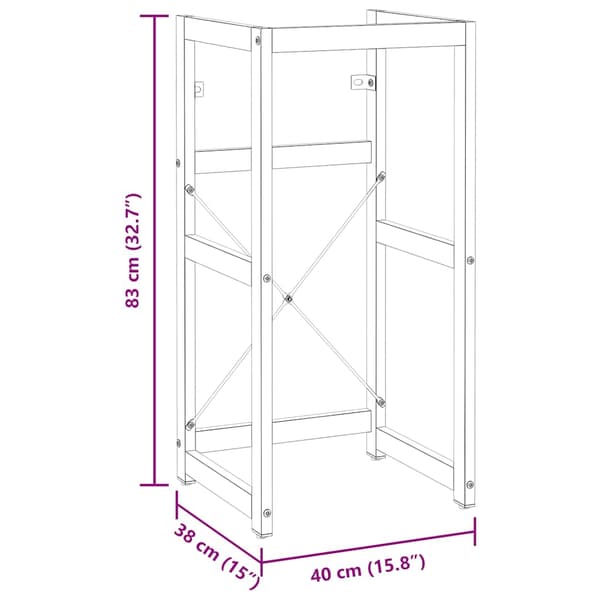 vidaXL Badehylle hvit 40x38x83 cm jern