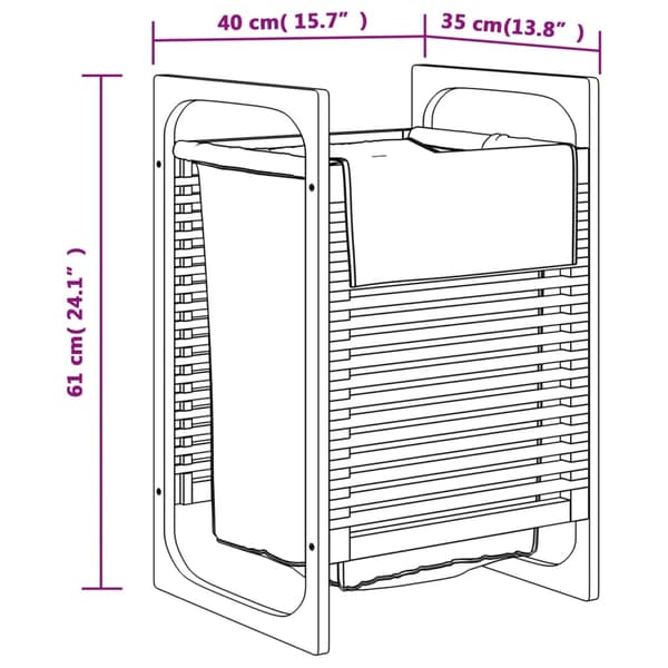 vidaXL Tvättkorg med grå innerpåse 32x30x36,5 cm bambu