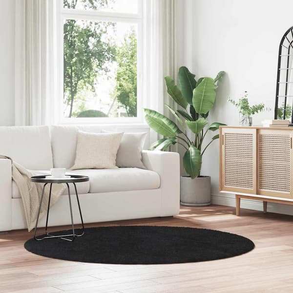 vidaXL Flossteppe med lang luv NAVARRA svart 160x160 cm polyester