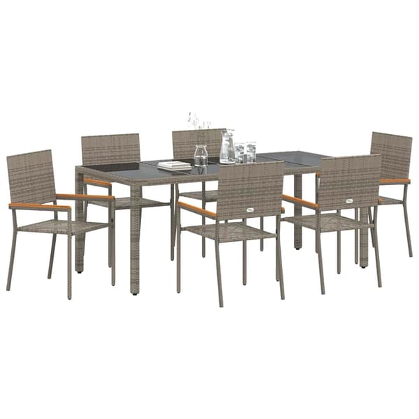 vidaXL Trädgårdsmöbelset 7 pcs Grå konstrotting