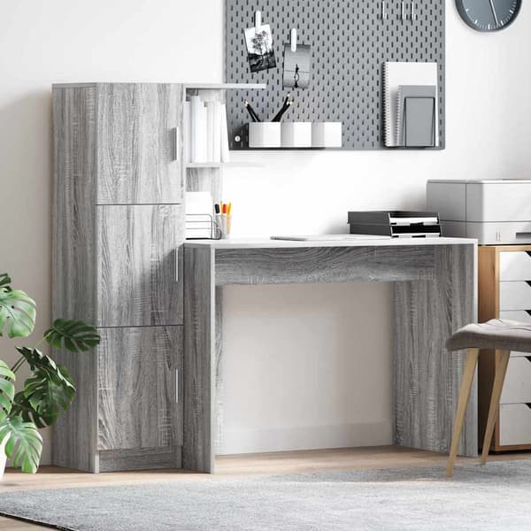 vidaXL Skrivbord 2 pcs Grå Sonoma