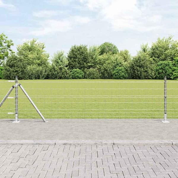 vidaXL Gjerde med stolpe sølv 0,6 x 25 m Stål