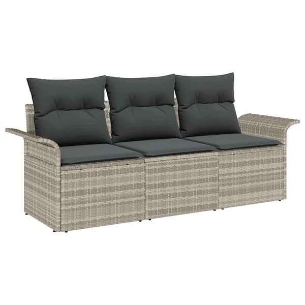 vidaXL Soffset med kudde 3 pcs Grå konstrotting