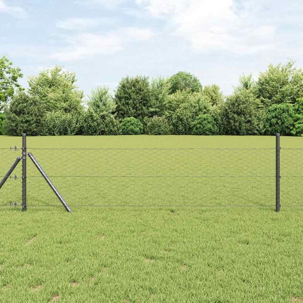 vidaXL Hexagonstängsel Grå 0,8 x 100 m PVC