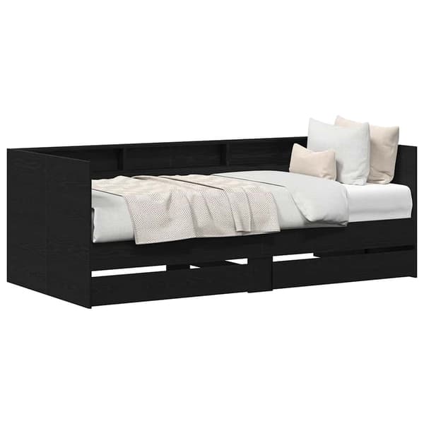 vidaXL Seng med hodegjerde Svart Eik 75 x 190 cm Konstruert tre
