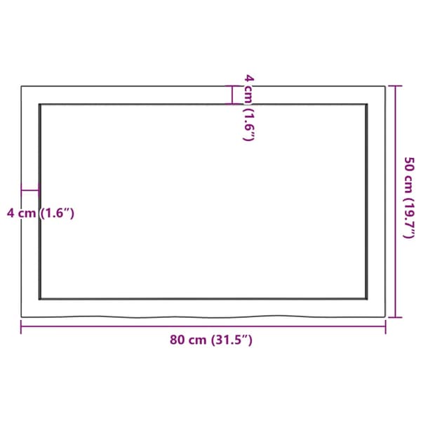 vidaXL Hyllplan 80x50x(2-6) cm obehandlad massiv ek
