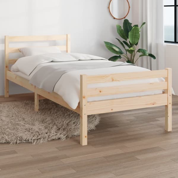 vidaXL Sängram massivt trä 90x200 cm