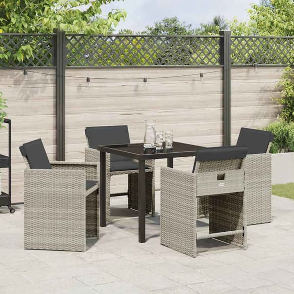 vidaXL Hage Spisegruppe 5 pcs Lysegrå polyrotting