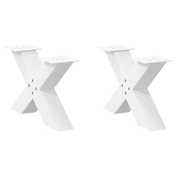 vidaXL Soffbordsben X-formade 2 st vit 50x(30-31) cm stål