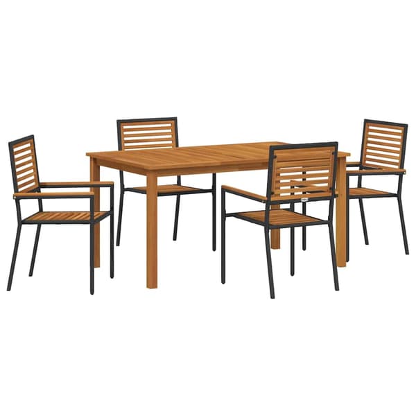 vidaXL Hage Spisegruppe 5 pcs Svart Solid akasietre