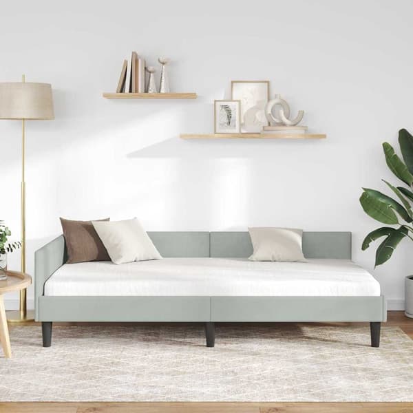 vidaXL Sängram Ljusgrå 90 x 200 cm Sammet och konstruerat trä