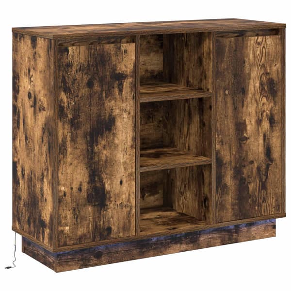 vidaXL LED sideboard Røkt eik 90 x 32 x 75 cm Konstruert tre