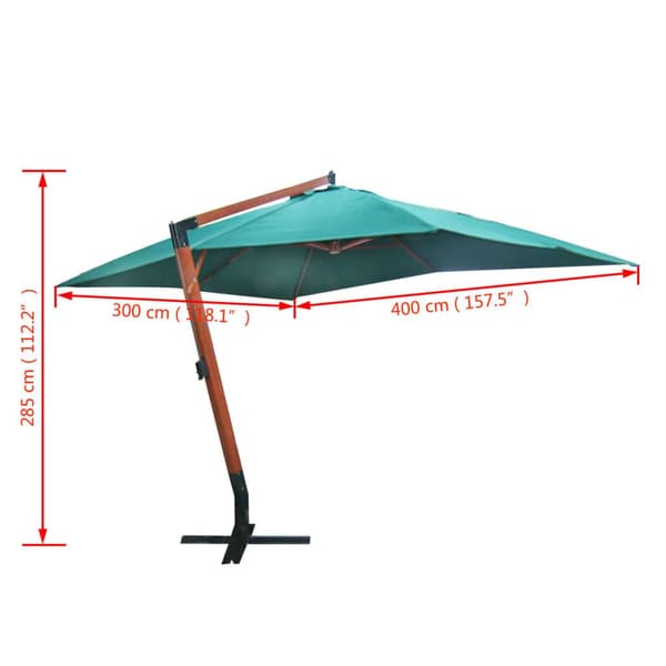 vidaXL Parasoll 300 x 400 cm grön