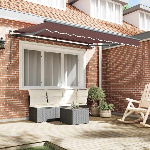 vidaXL Utfällbar markis Brun 350 x 200 cm tyg