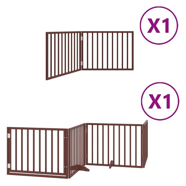 vidaXL Hundgrind med dörr vikbar 6 paneler brun 480 cm poppel
