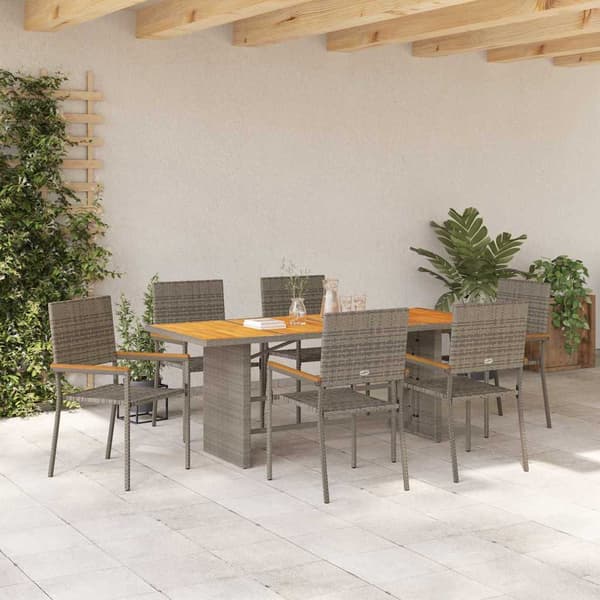 vidaXL Trädgårdsmöbelset 7 pcs Grå konstrotting