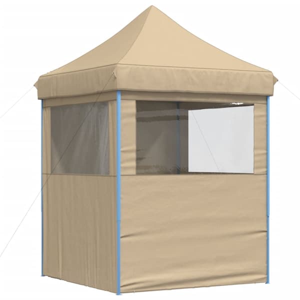 vidaXL Sammenleggbart partytelt pop-up med 4 sidevegger beige