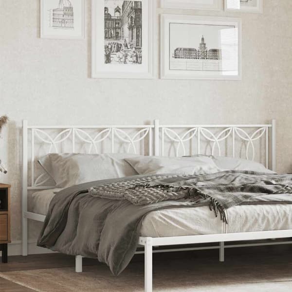 vidaXL Utskiftbar sengegavl i metall hvit 193 cm