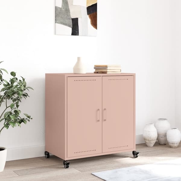 vidaXL Skänk rosa 68,5x39x72 cm stål