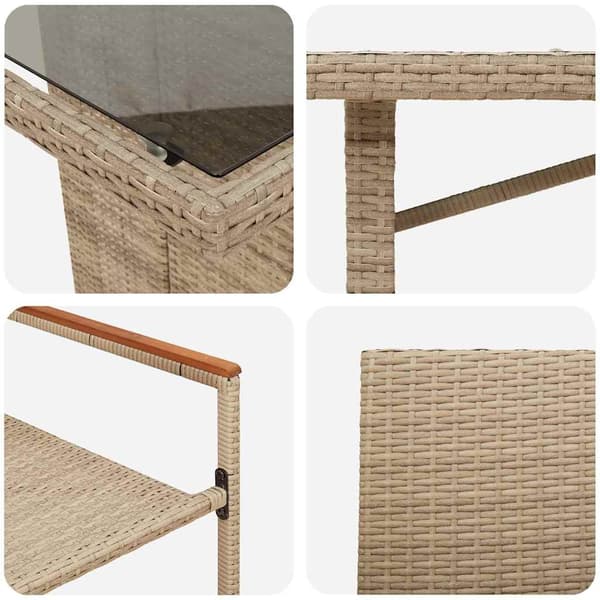 vidaXL Hage Spisegruppe 7 pcs Beige polyrotting