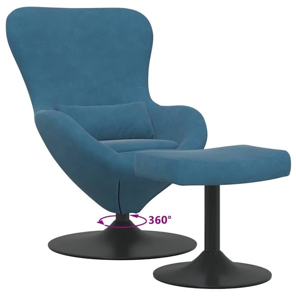 vidaXL Äggstol med Fotpall with Footstool Blå Sammet