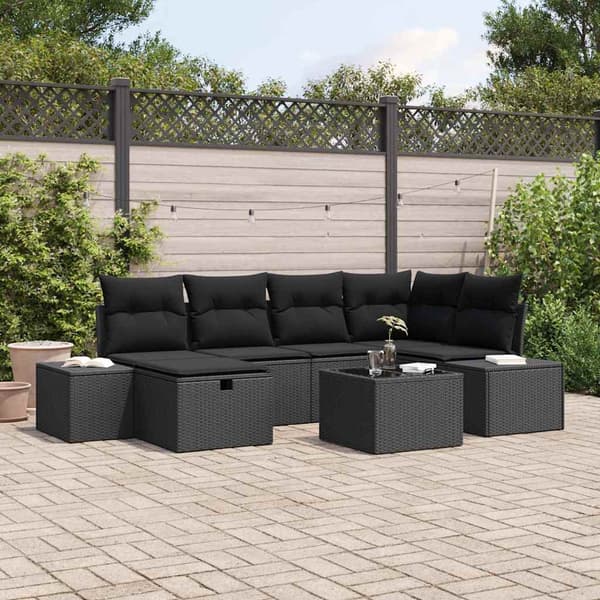 vidaXL Soffset med kudde 6 pcs konstrotting
