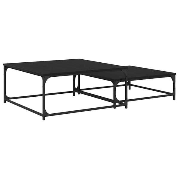 vidaXL Kaffebord 2 pcs Svart Eik Konstruert tre