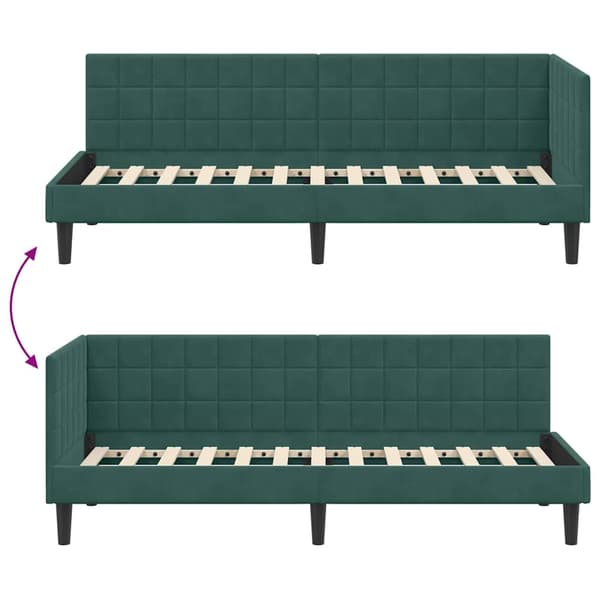 vidaXL Hörnssängram Mörkgrön 80 x 200 cm Sammet