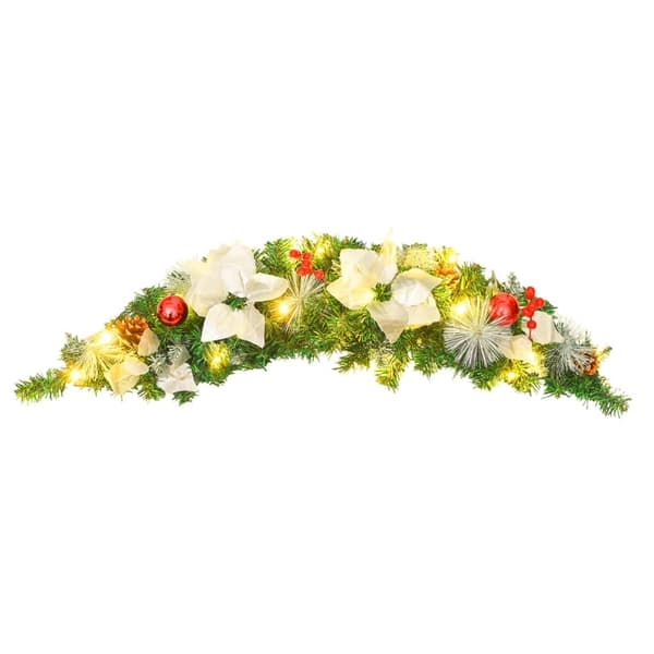 vidaXL Julbåge med LED grön 90 cm PVC