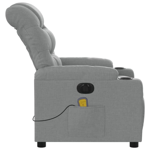 vidaXL Elektrisk massagefåtölj ljusgrå tyg