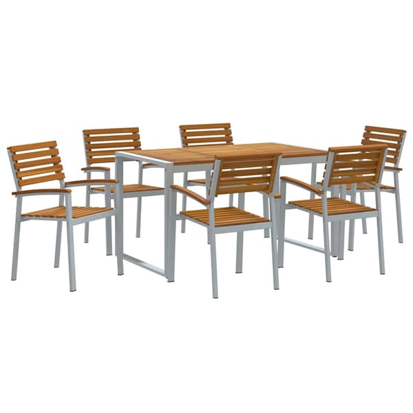 vidaXL Hage Spisegruppe 7 pcs Grå Solid akasietre