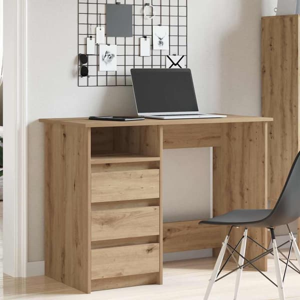 vidaXL Skrivebord artisan eik 102x50x75 cm konstruert tre