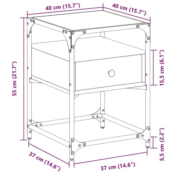 vidaXL Nattbord brun eik 40x40x55 cm konstruert tre