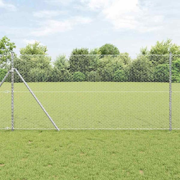 vidaXL Gjerdepåle sølv 50 x 1,2 m (25 mm mesh) Stål