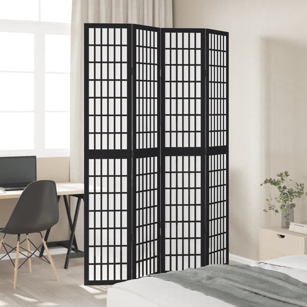 vidaXL Romdeler 4 paneler svart heltre keisertre