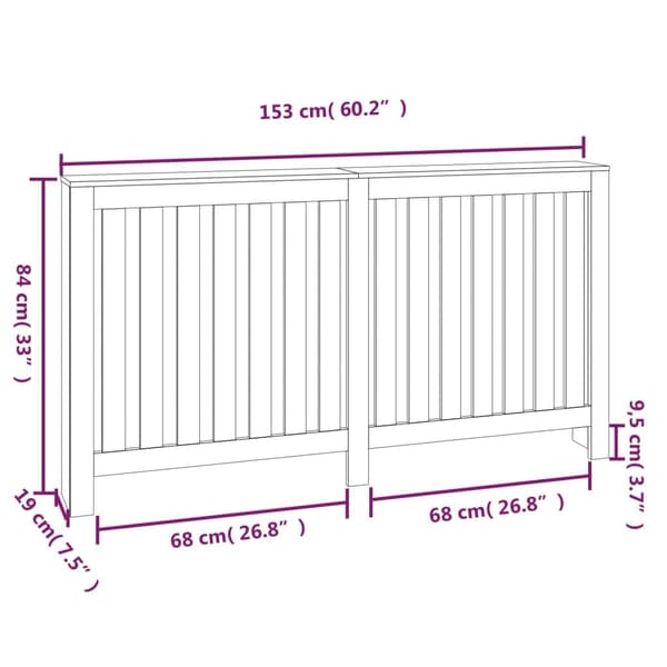 vidaXL Elementskydd 153x19x84 cm massiv furu