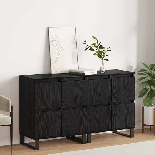 vidaXL Serviesskap 2 pcs Svart Eik 60 x 35 x 70 cm