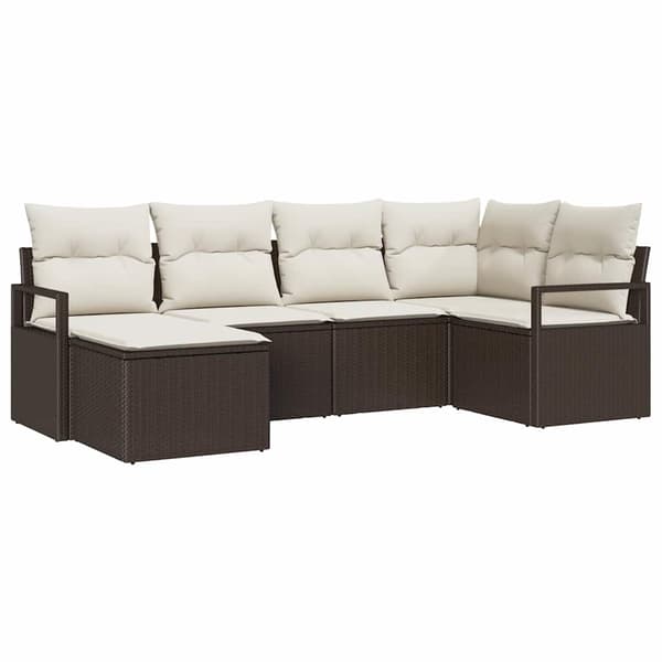 vidaXL Soffgrupp 6 delar Brun polyrotting