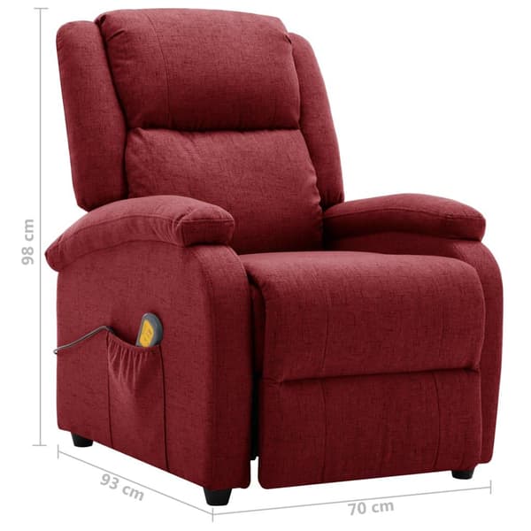 vidaXL Massagefåtölj vinröd tyg