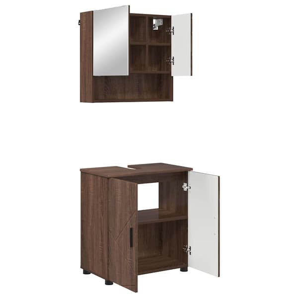 vidaXL Baderomsinnredningssett 2 pcs Brun Eik Konstruert tre & Metall