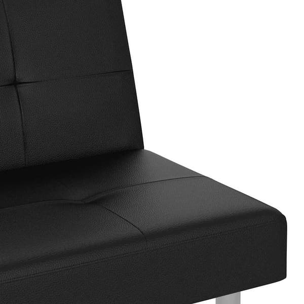 vidaXL Bäddsoffa med mugghållare svart konstläder