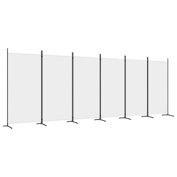vidaXL Romdeler med 6 paneler hvit 520x180 cm stoff