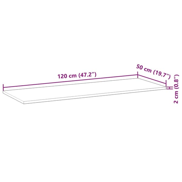 vidaXL Bordplate rektangulær 120x50x2 cm heltre akasie