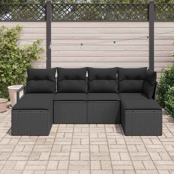 vidaXL Soffset 6 pcs Svart konstrotting